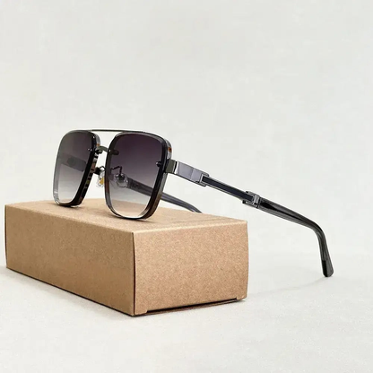 Flynn Lightweight Square Aviator Sunglasses — Gray | Emory & Blanc