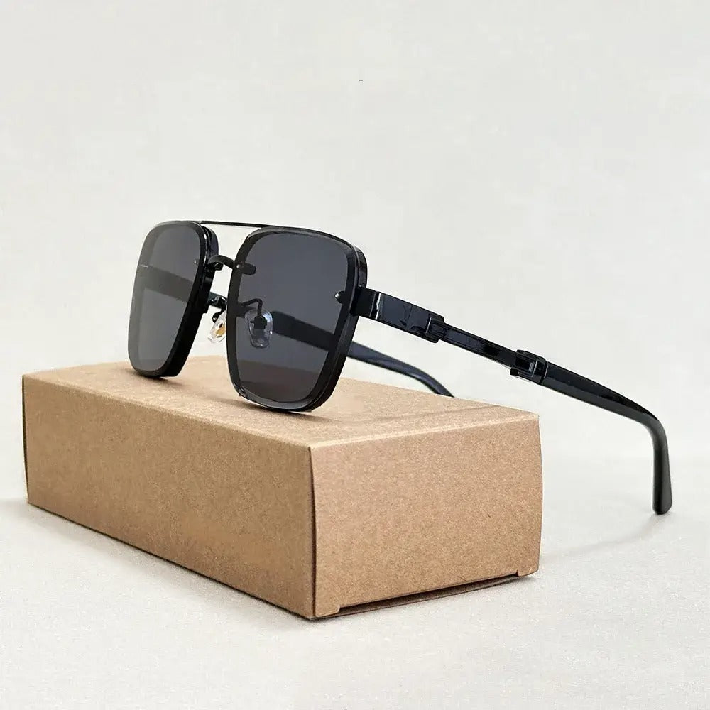 Flynn Lightweight Square Aviator Sunglasses — Midnight | Emory & Blanc