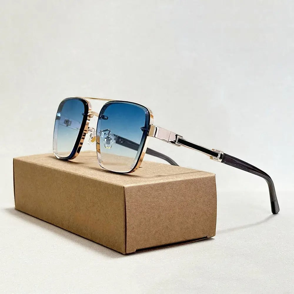 Flynn Lightweight Square Aviator Sunglasses — Sky Blue | Emory & Blanc