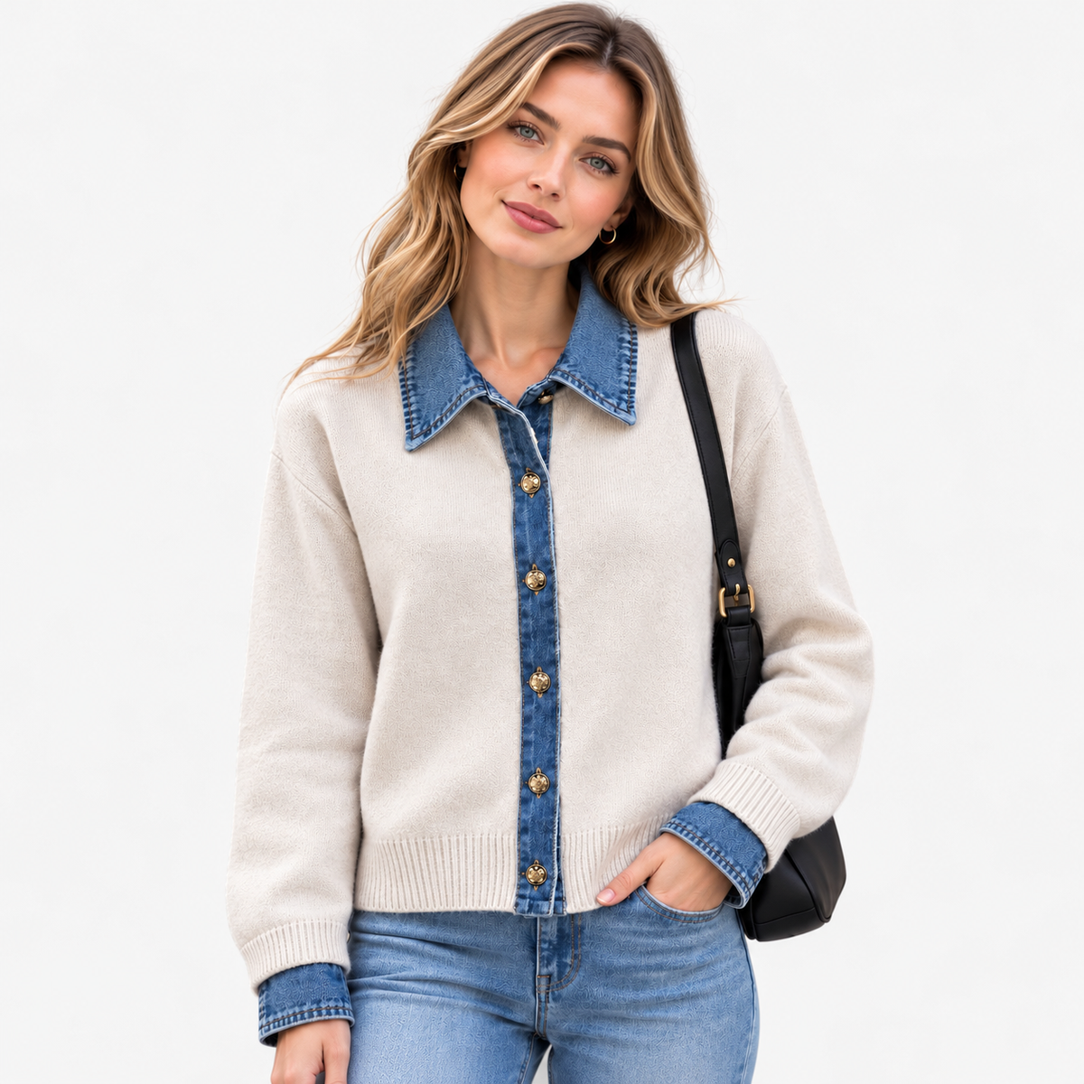 Francine Soft Collared Cardigan — Sand | Emory & Blanc