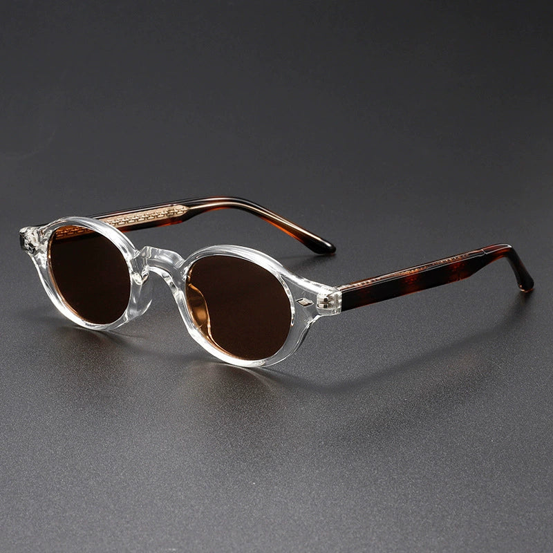 Galen Lightweight Round Sunglasses — Transparent/Leopard | Emory & Blanc