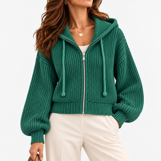 Galina Relaxed Fit Zip-Up Hoodie — Light Green | Emory & Blanc