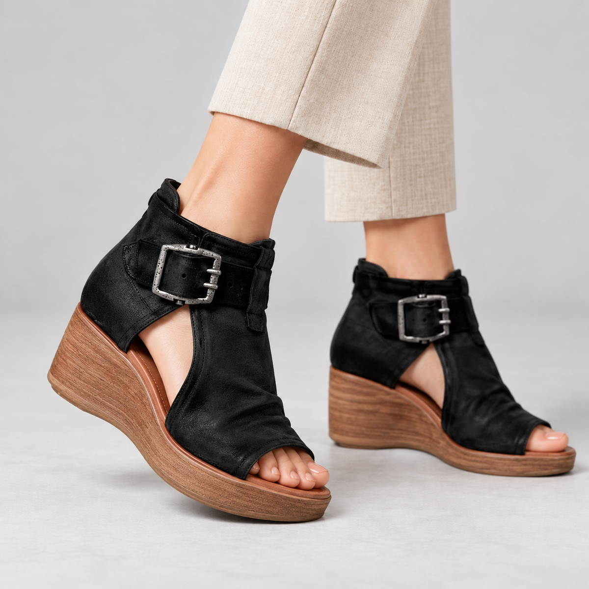 Gemma Soft Wedge Sandals, Ankle Strap | Emory & Blanc
