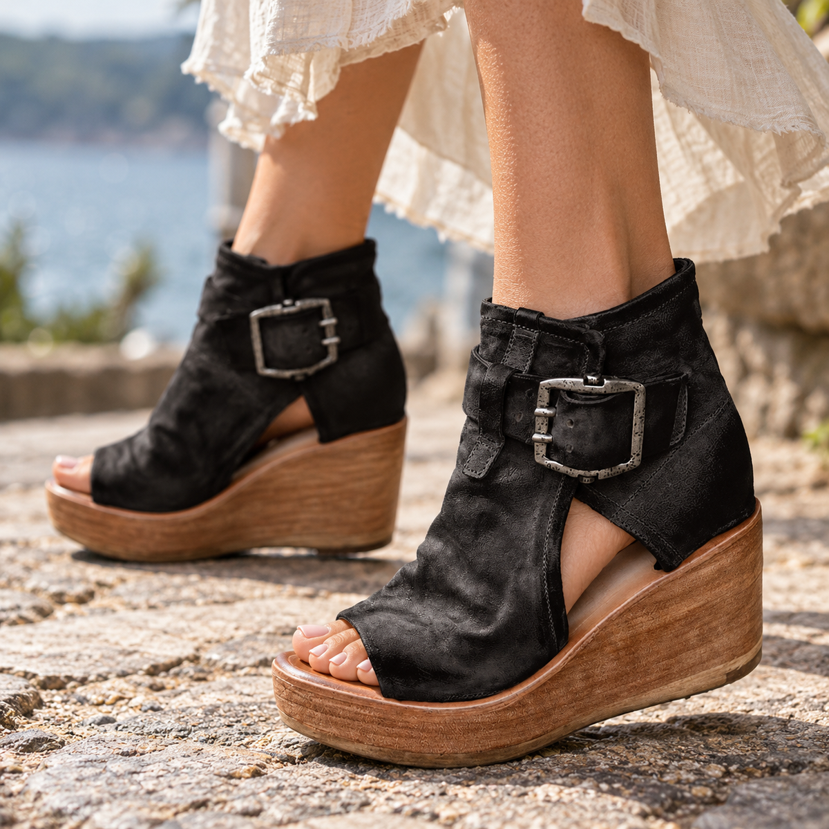 Gemma Soft Wedge Sandals, Ankle Strap | Emory & Blanc