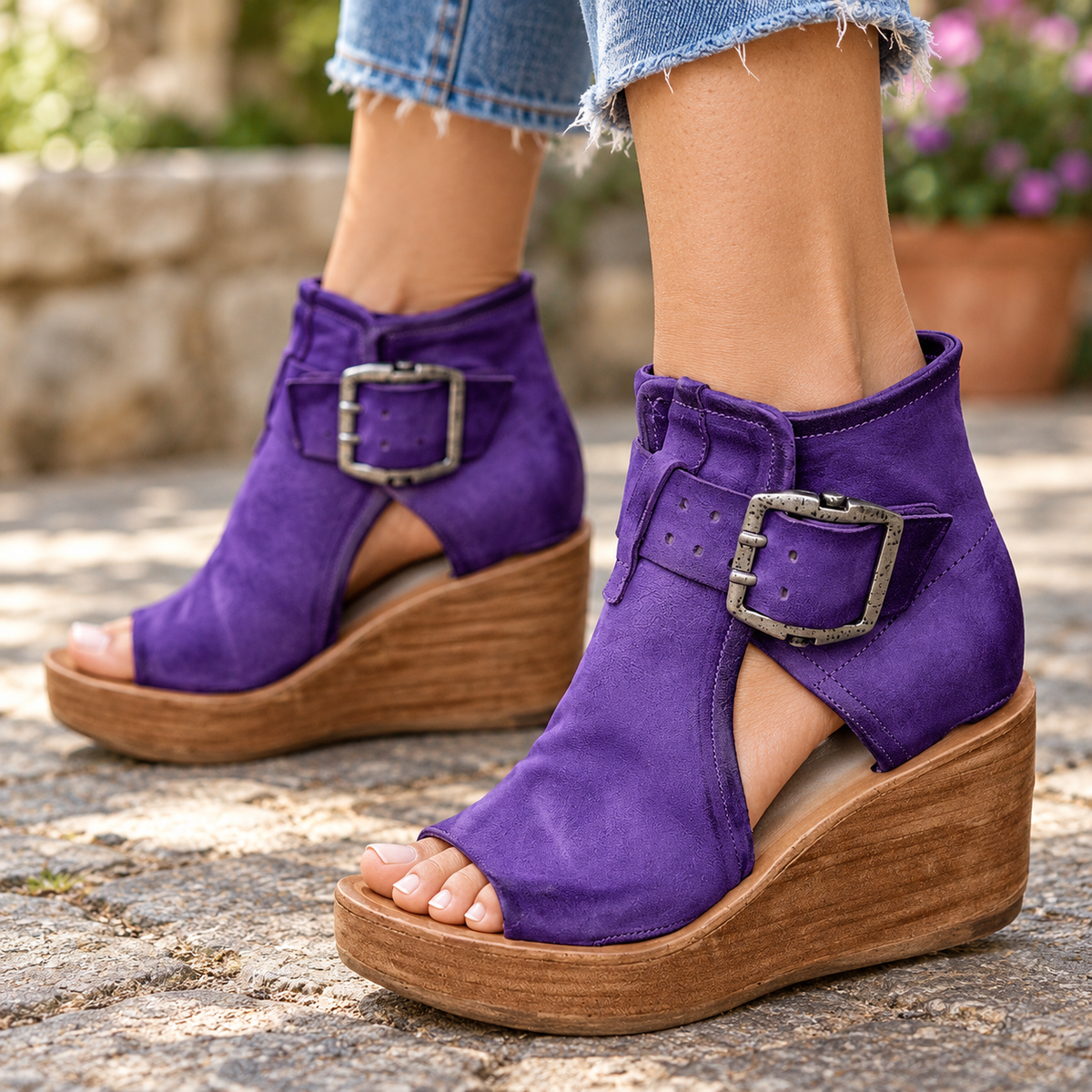 Gemma Soft Wedge Sandals, Ankle Strap | Emory & Blanc