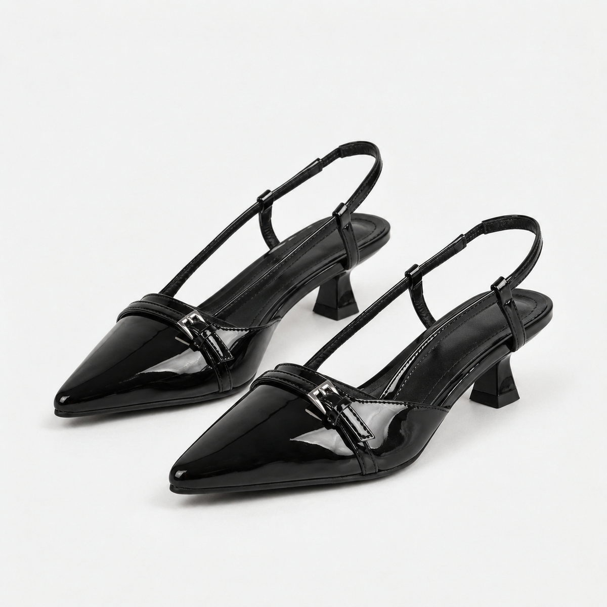 Genevieve Buckle Slingback Low Heels | Emory & Blanc