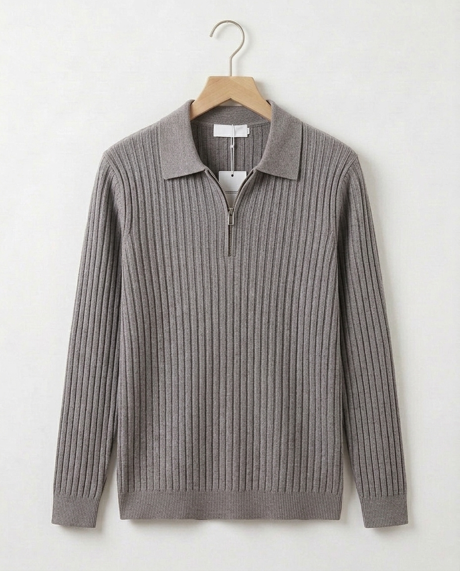 Genevieve Ribbed Quarter-Zip Polo | Emory & Blanc