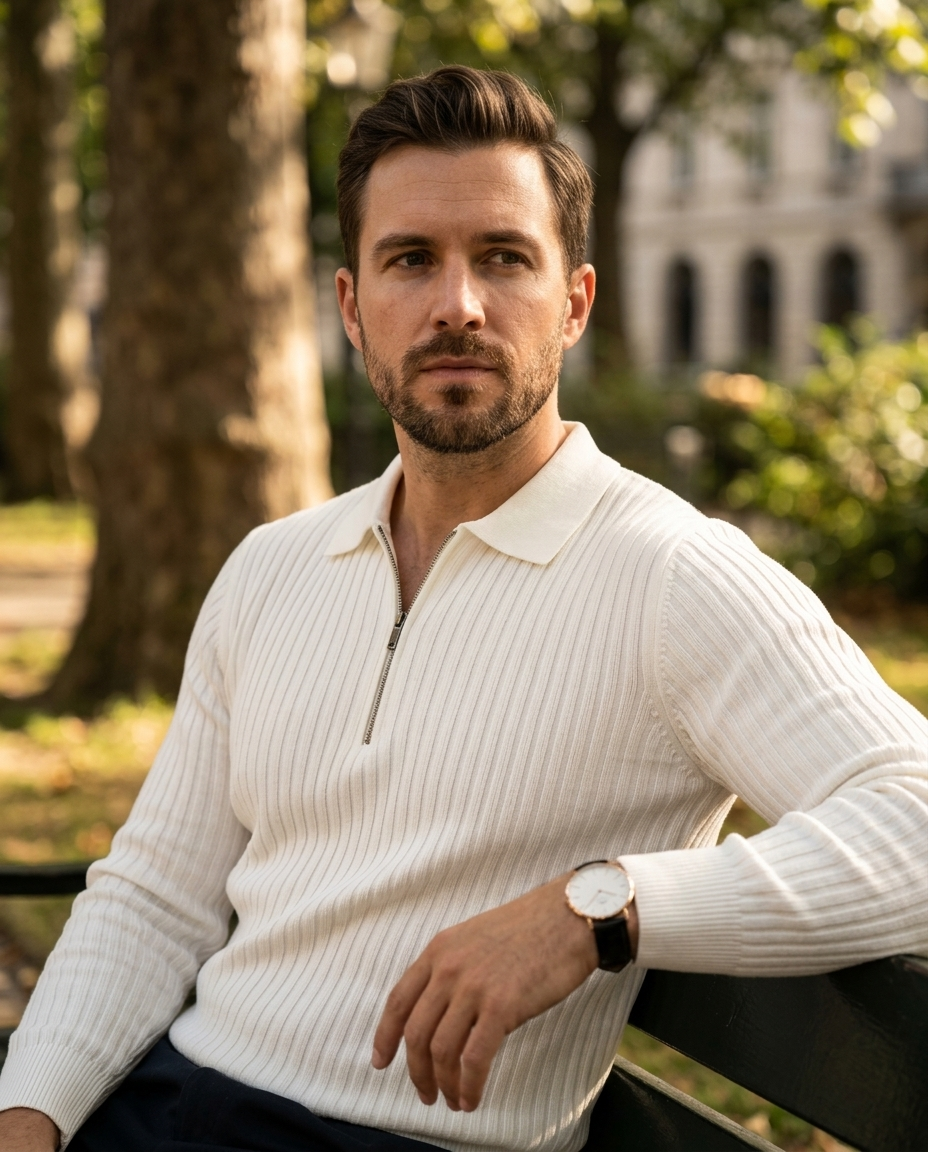 Genevieve Ribbed Quarter-Zip Polo | Emory & Blanc