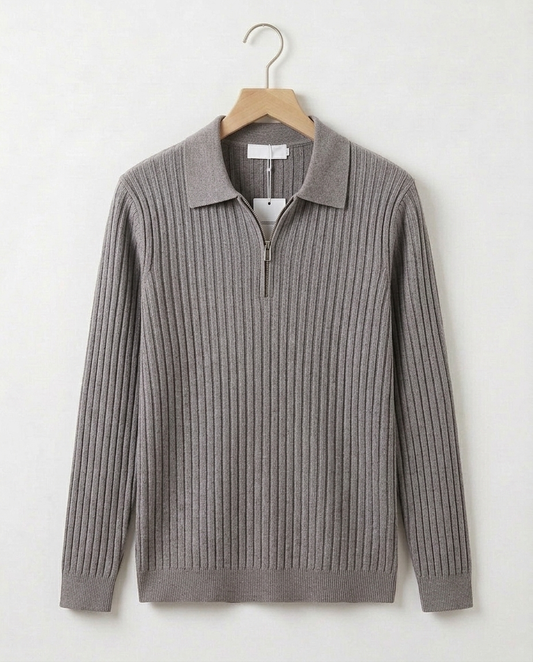 Genevieve Ribbed Quarter-Zip Polo | Emory & Blanc