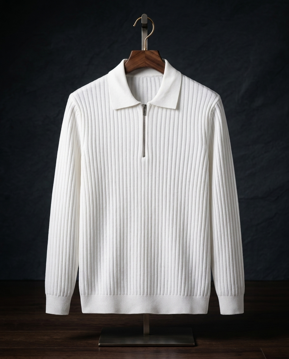 Genevieve Ribbed Quarter-Zip Polo | Emory & Blanc