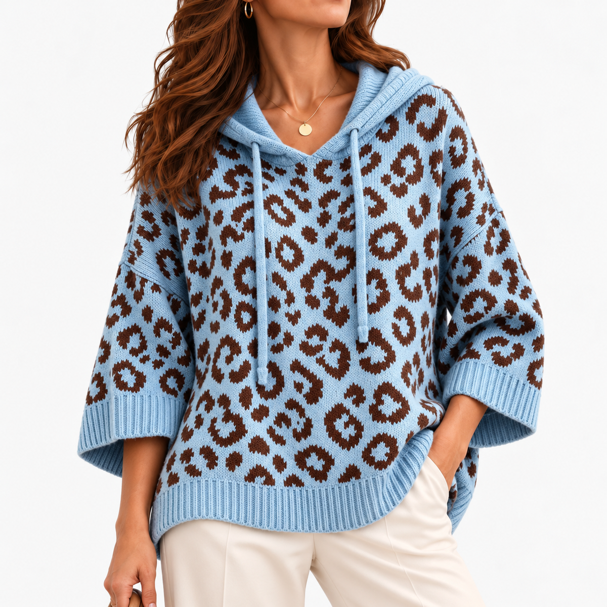 Ginette Relaxed Fit Hooded Sweater — Blue | Emory & Blanc