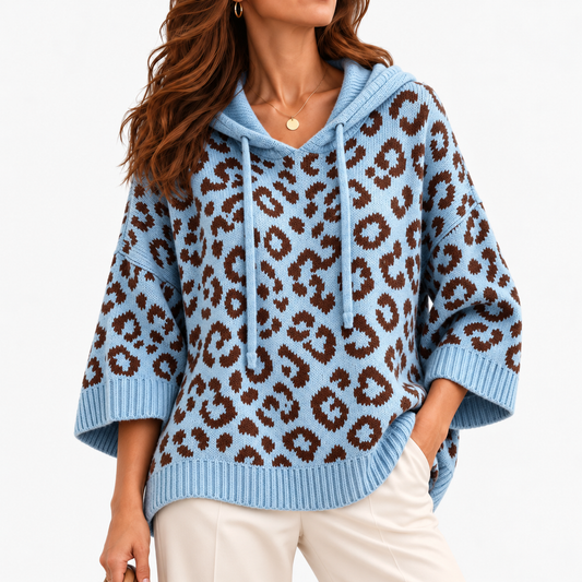 Ginette Relaxed Fit Hooded Sweater — Blue | Emory & Blanc