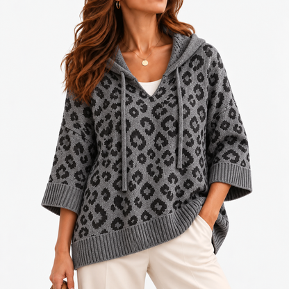 Ginette Relaxed Fit Hooded Sweater — Dark Gray | Emory & Blanc
