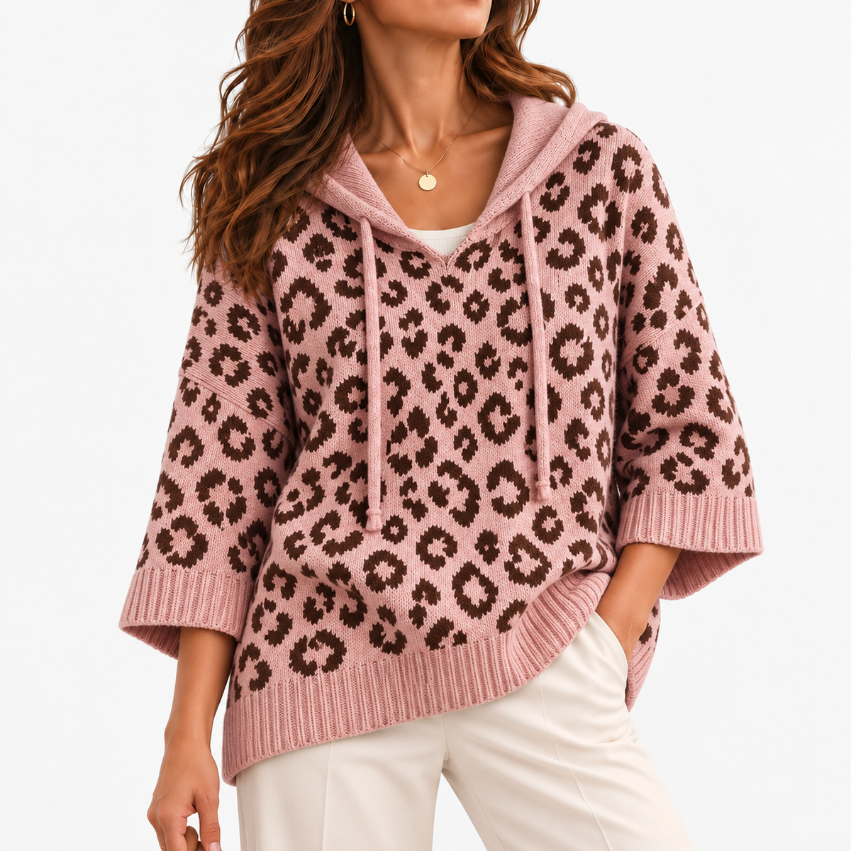 Ginette Relaxed Fit Hooded Sweater — Pink | Emory & Blanc