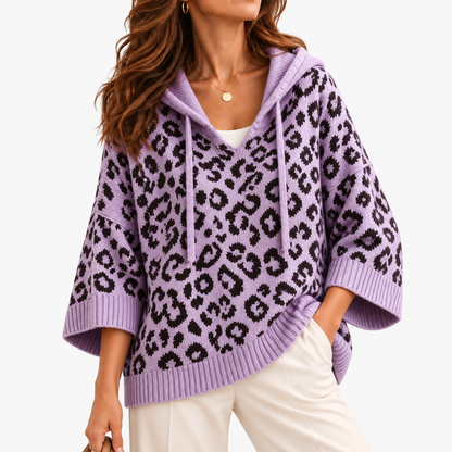 Ginette Relaxed Fit Hooded Sweater — Purple | Emory & Blanc