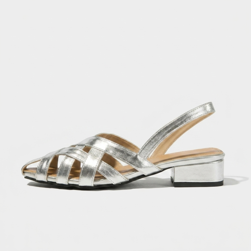Harbor Woven Slingback — Silver | Emory & Blanc