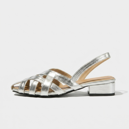 Harbor Woven Slingback — Silver | Emory & Blanc