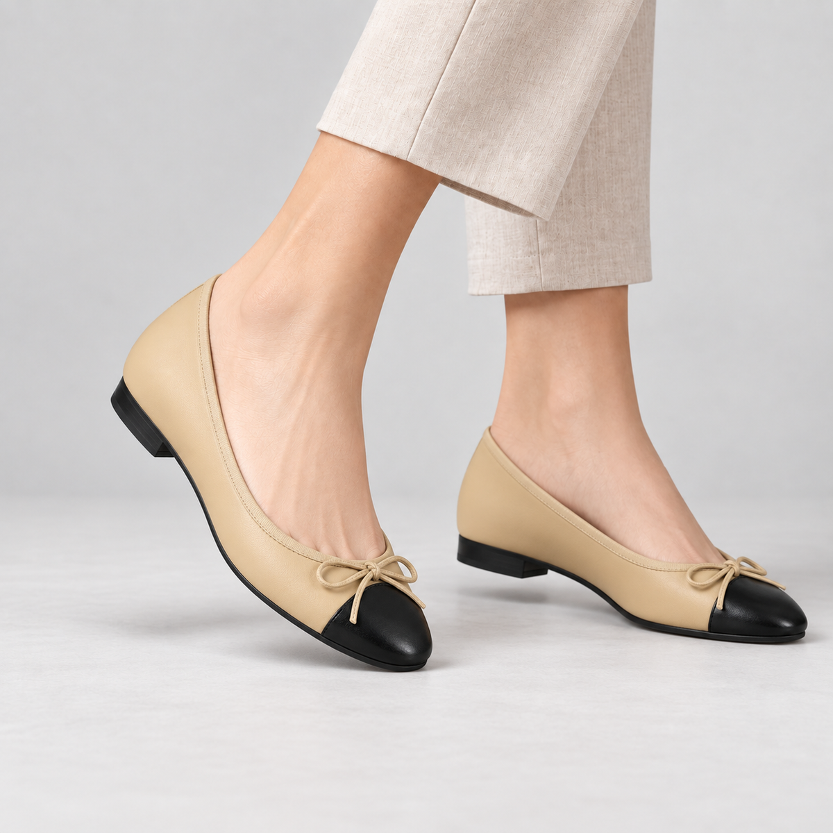Hazel | Women's Everyday Faux Leather Ballet Flats, Cap Toe | Emory & Blanc