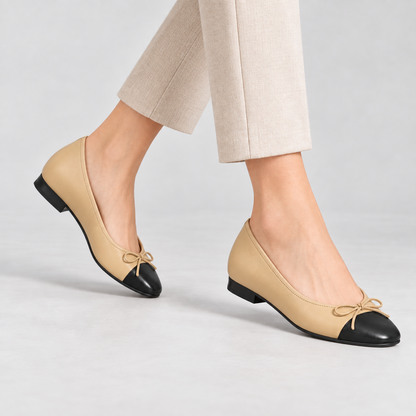 Hazel | Women's Everyday Faux Leather Ballet Flats, Cap Toe | Emory & Blanc