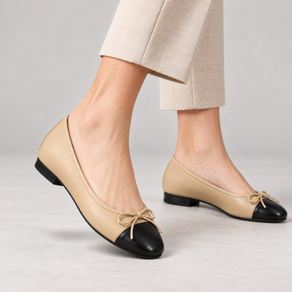 Hazel | Women's Everyday Faux Leather Ballet Flats, Cap Toe | Emory & Blanc