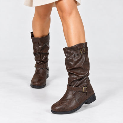 Henley Soft Slouch Buckle Boots — Dark Brown | Emory & Blanc