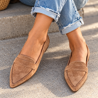 Honora Easy Slip-On Penny Loafers, Pointed Toe | Emory & Blanc