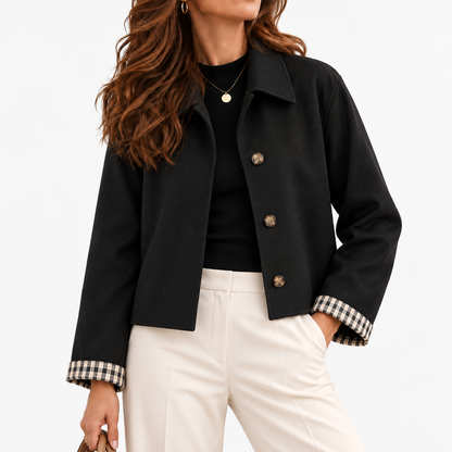 Ilona Relaxed Fit Cropped Swing Jacket — Black | Emory & Blanc