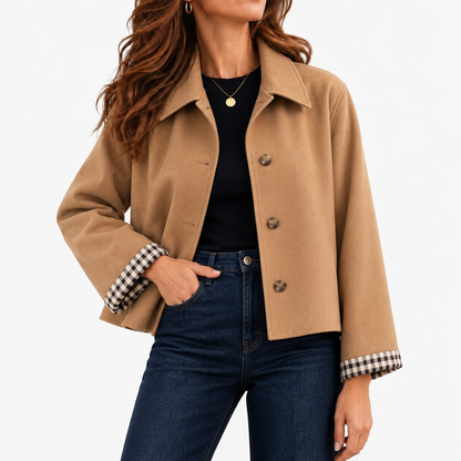 Ilona Relaxed Fit Cropped Swing Jacket — Camel | Emory & Blanc