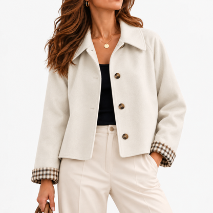 Ilona Relaxed Fit Cropped Swing Jacket — White | Emory & Blanc
