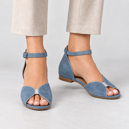 Inez Women's Cushioned Ankle-Strap Sandals — Blue | Emory & Blanc