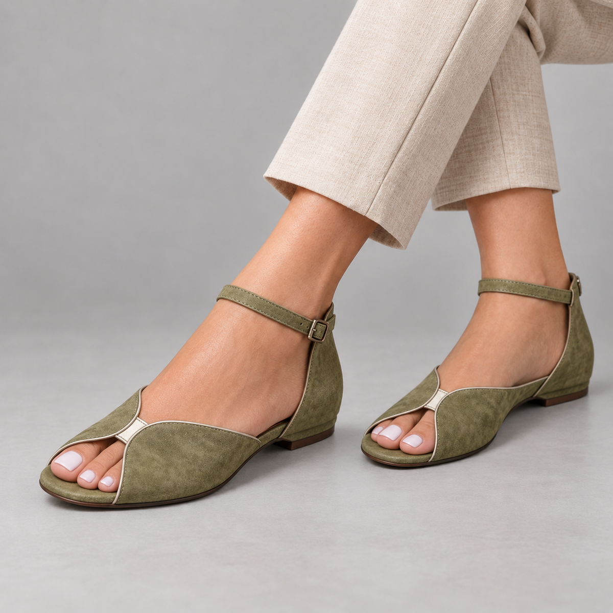 Inez Women's Cushioned Ankle-Strap Sandals — Green | Emory & Blanc