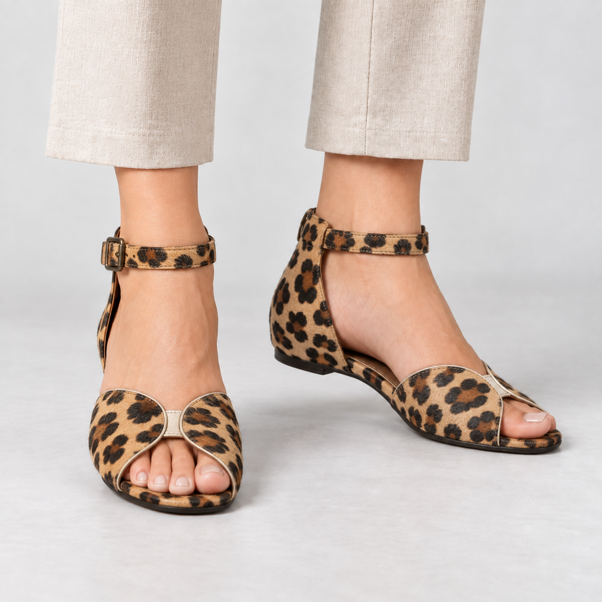 Inez Women's Cushioned Ankle-Strap Sandals — Leopard | Emory & Blanc