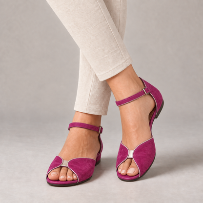 Inez Women's Cushioned Ankle-Strap Sandals — Rose Red | Emory & Blanc
