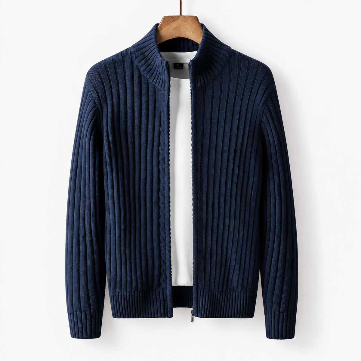 Iris Soft Cable-Trim Zip Cardigan | Emory & Blanc