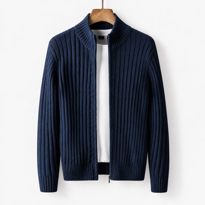 Iris Soft Cable-Trim Zip Cardigan | Emory & Blanc
