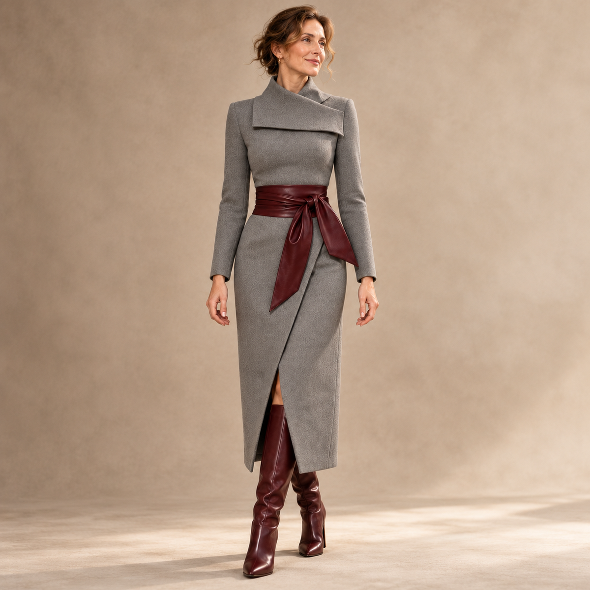 Isabeau Soft Belted Wrap Midi Dress | Emory & Blanc