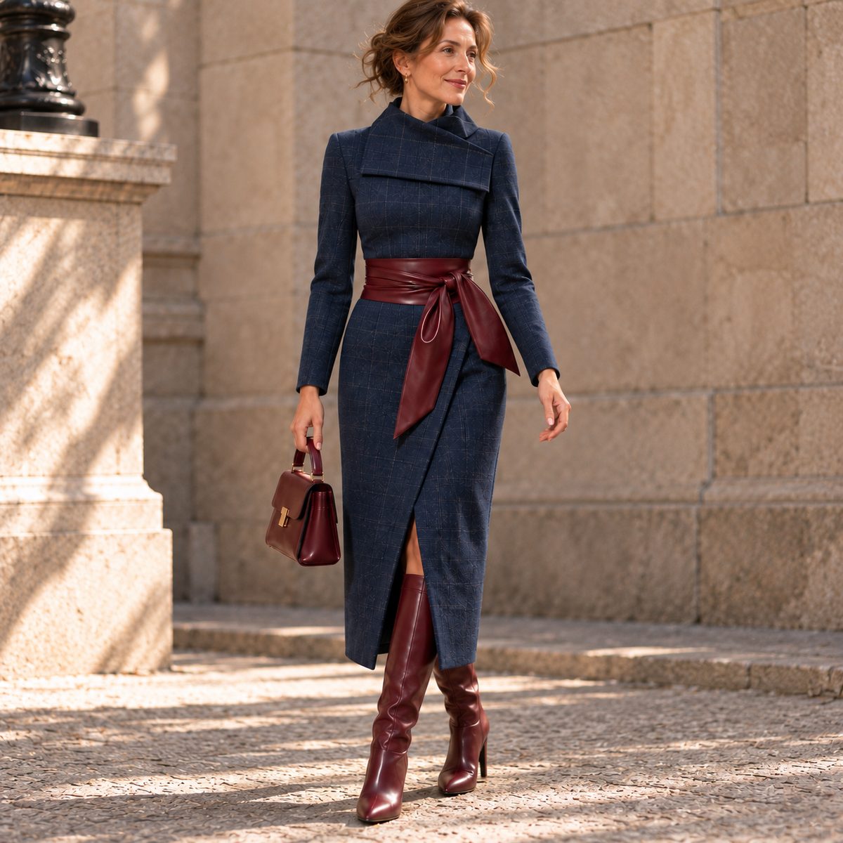 Isabeau Soft Belted Wrap Midi Dress | Emory & Blanc