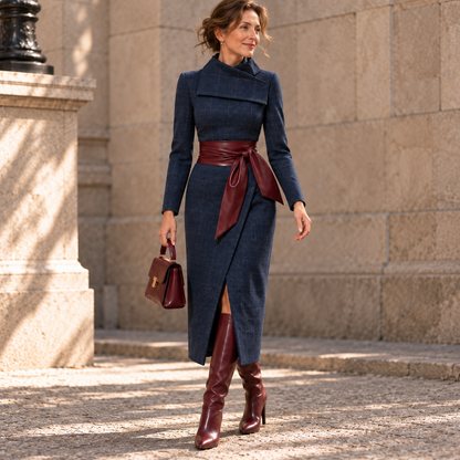 Isabeau Soft Belted Wrap Midi Dress | Emory & Blanc