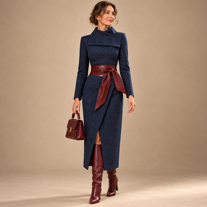 Isabeau Soft Belted Wrap Midi Dress | Emory & Blanc