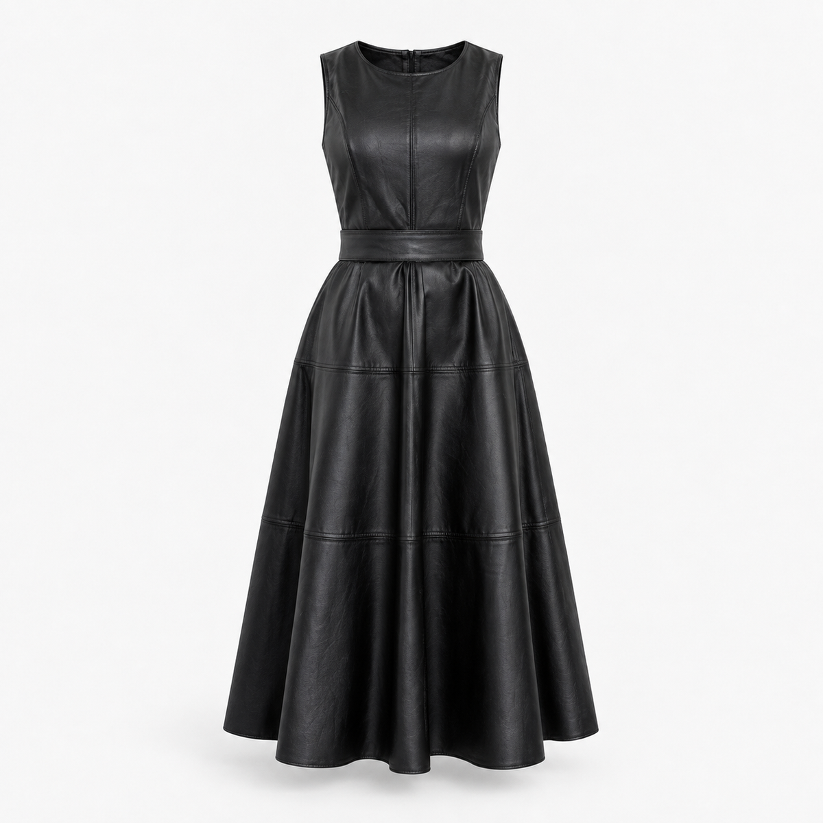 Isabel Defined-Waist Sleeveless Midi Dress | Emory & Blanc