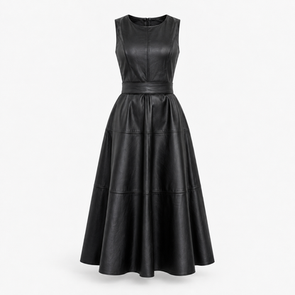 Isabel Defined-Waist Sleeveless Midi Dress | Emory & Blanc