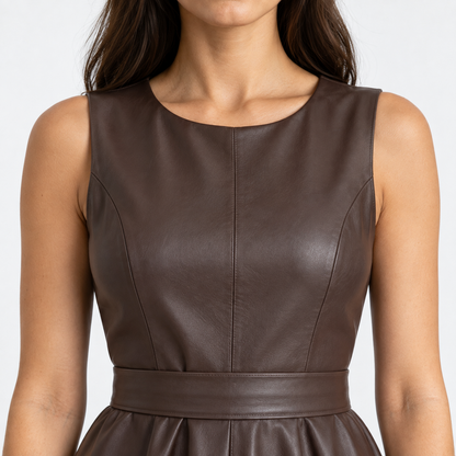 Isabel Defined-Waist Sleeveless Midi Dress | Emory & Blanc