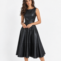 Isabel Defined-Waist Sleeveless Midi Dress
