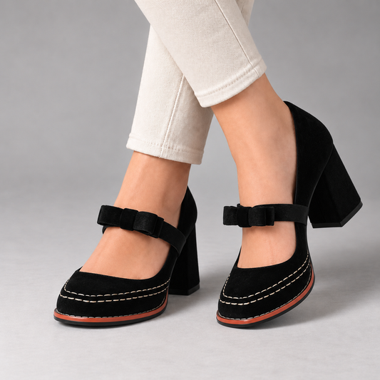 Isolde Soft Mary Jane Block Heels — Black | Emory & Blanc