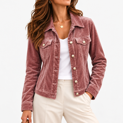Janelle Comfort Button-Front Jacket — Dusty Rose | Emory & Blanc