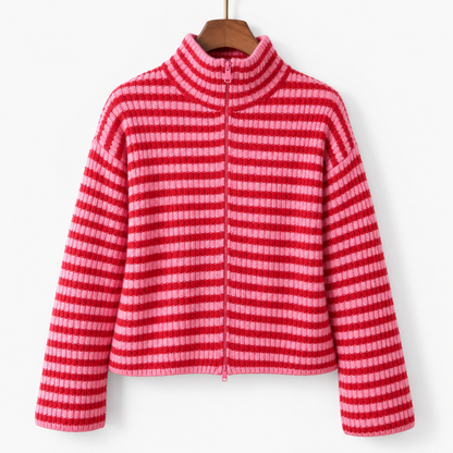 Jocelyn Relaxed Fit Striped Zip Cardigan | Emory & Blanc