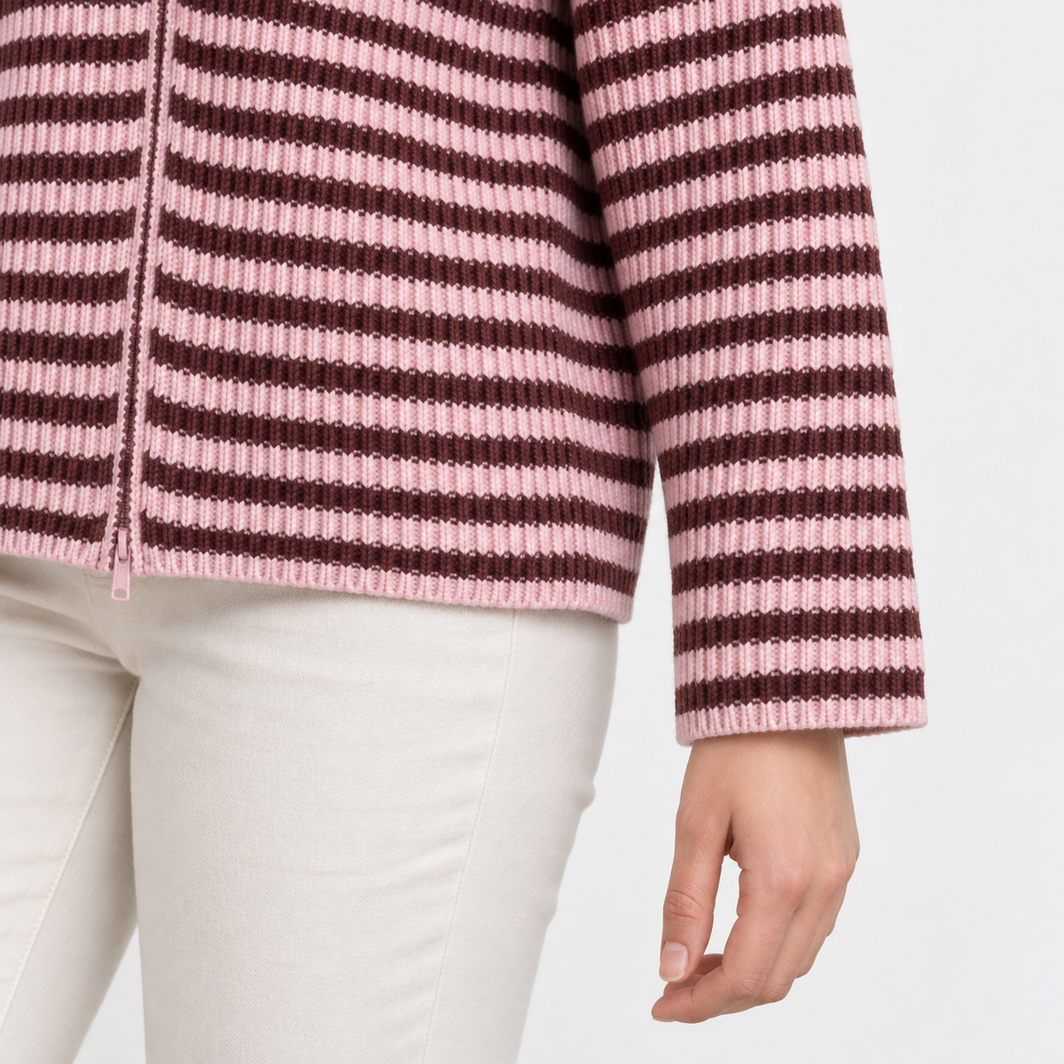 Jocelyn Relaxed Fit Striped Zip Cardigan | Emory & Blanc