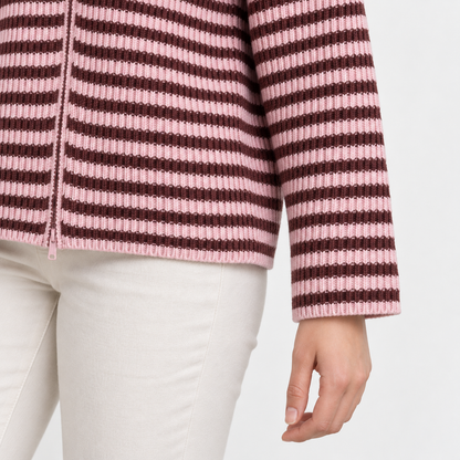 Jocelyn Relaxed Fit Striped Zip Cardigan | Emory & Blanc