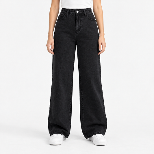 Jolie Relaxed Fit High-Rise Wide Leg Jeans — Black | Emory & Blanc