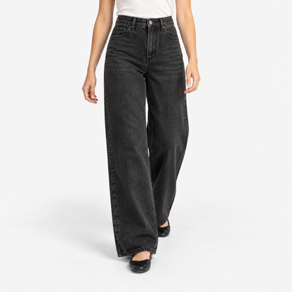 Jolie Relaxed Fit High-Rise Wide Leg Jeans — Gray | Emory & Blanc